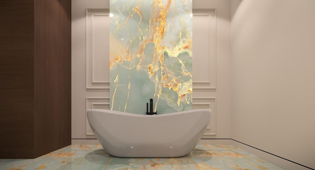 Onice Blue Sky в интерьере ванной