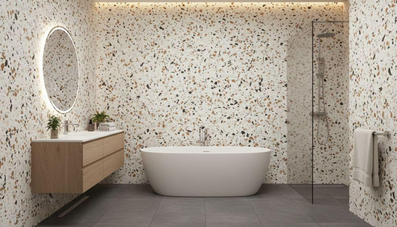 Терраццо &ndash; актуальный камень для оформления ванной