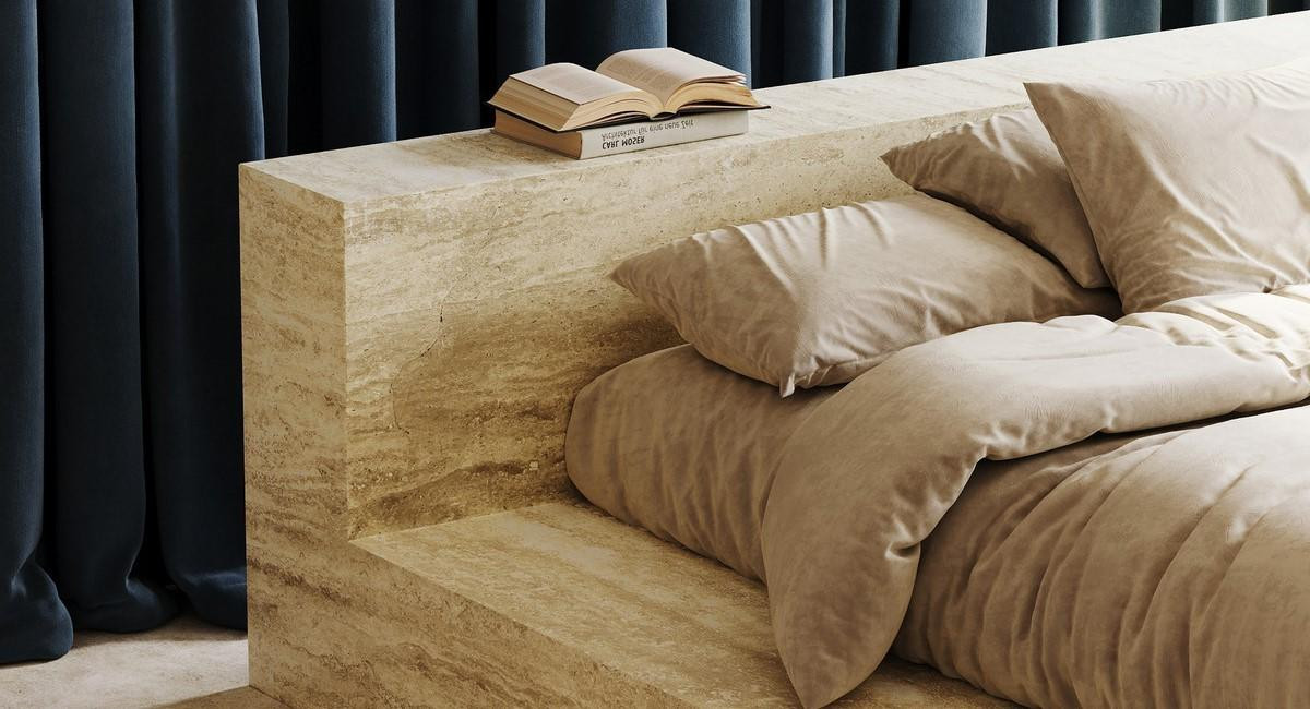 Изголовье кровати из травертина Ivory Vein Cut
