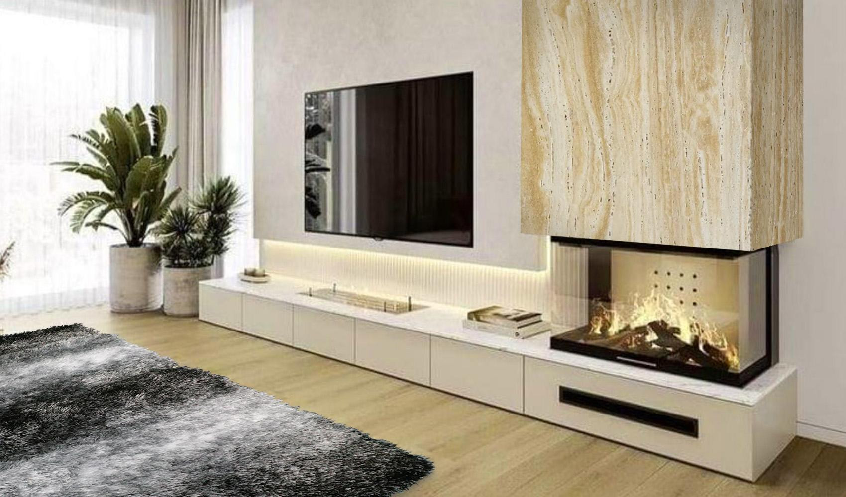 Акцентный травертин Travertine Striato в гостиной Акцентный травертин Travertine Striato в гостиной