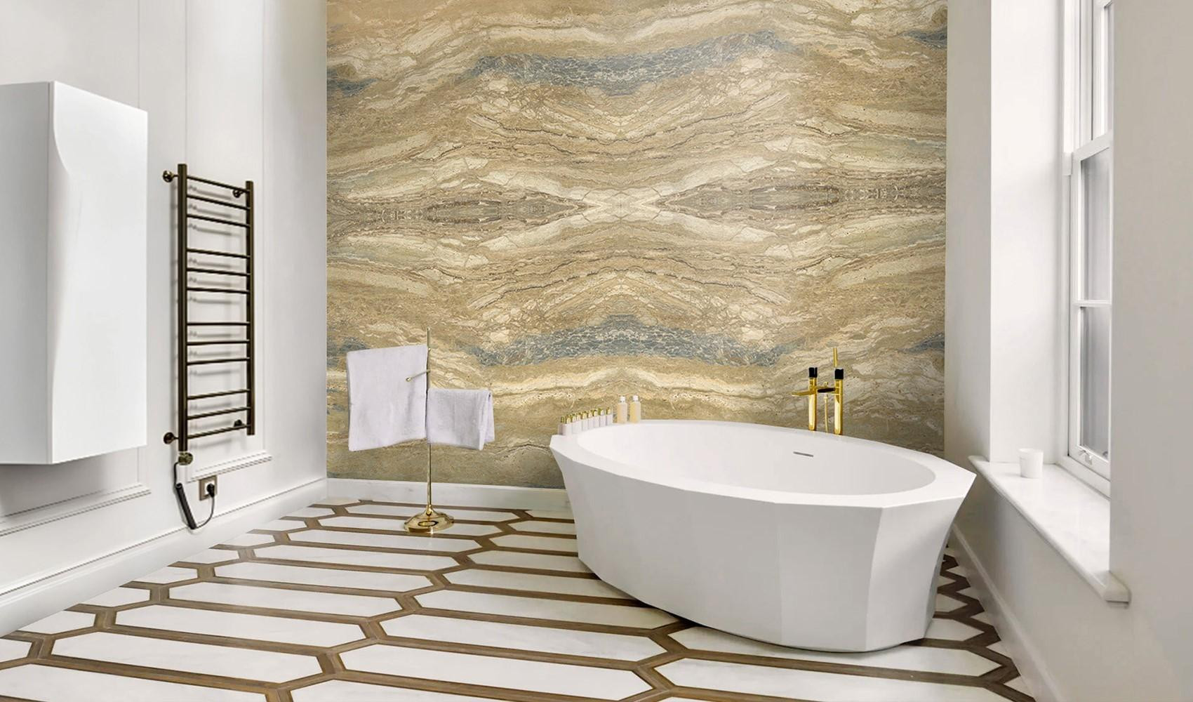 Акцентная стена из травертина Travertine Rainbow