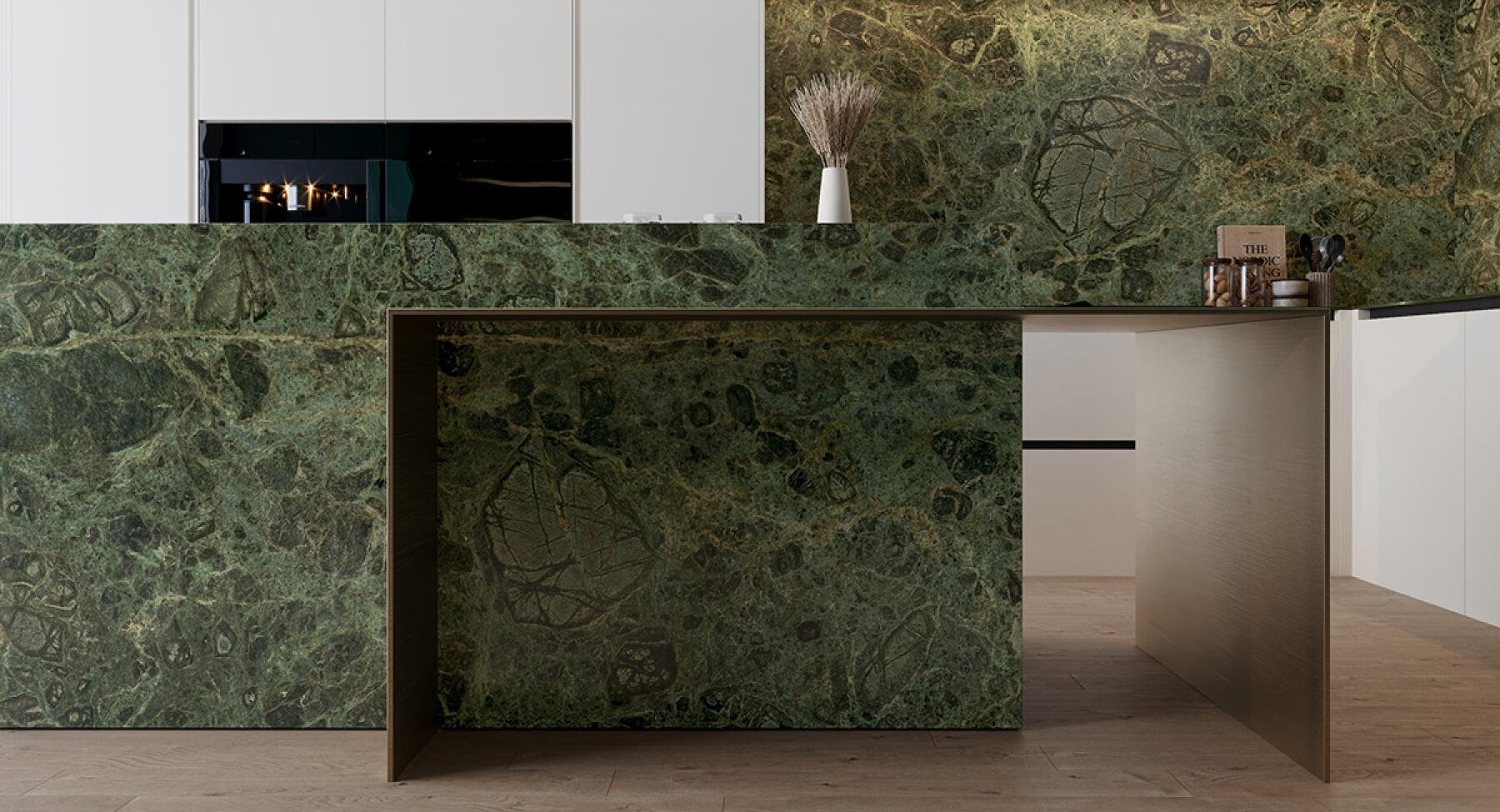 Гранит Грин Форест на кухне