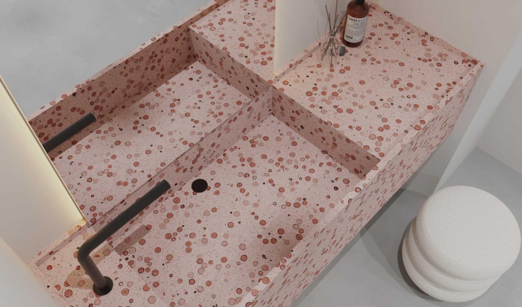 Столешница и раковина из красного терраццо