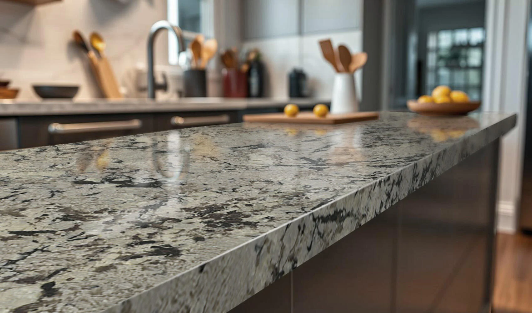 Гранит в интерьере кухни