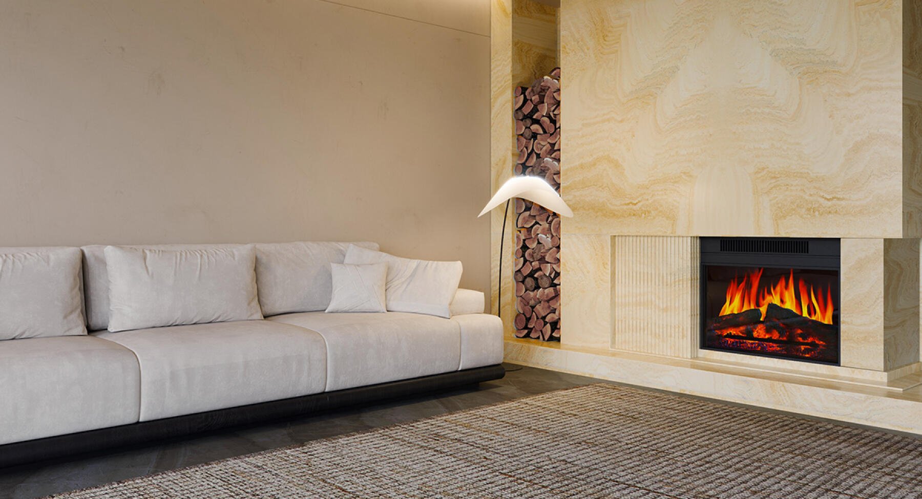 Травертин Нуволато в гостиной