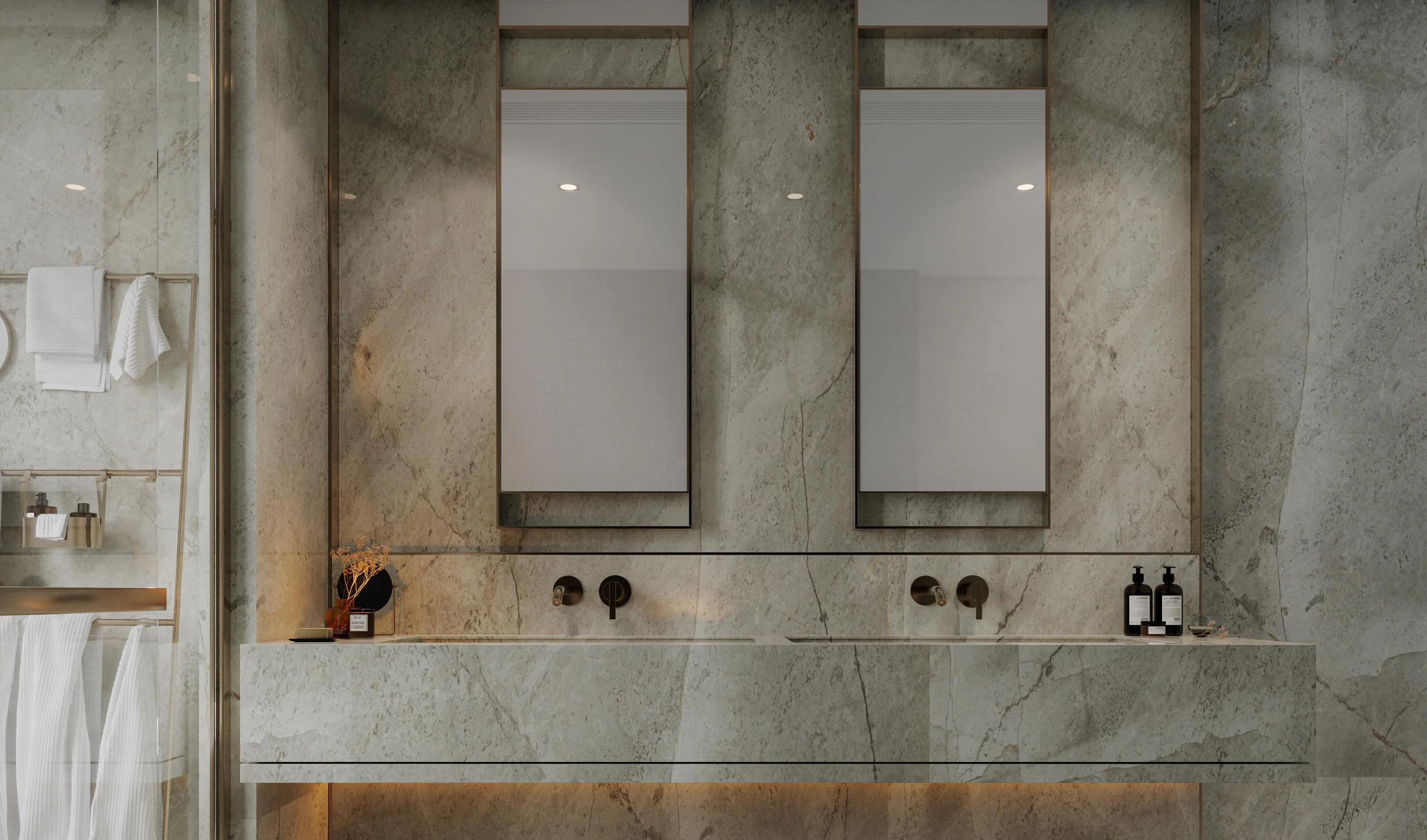 Гранит в интерьере ванной