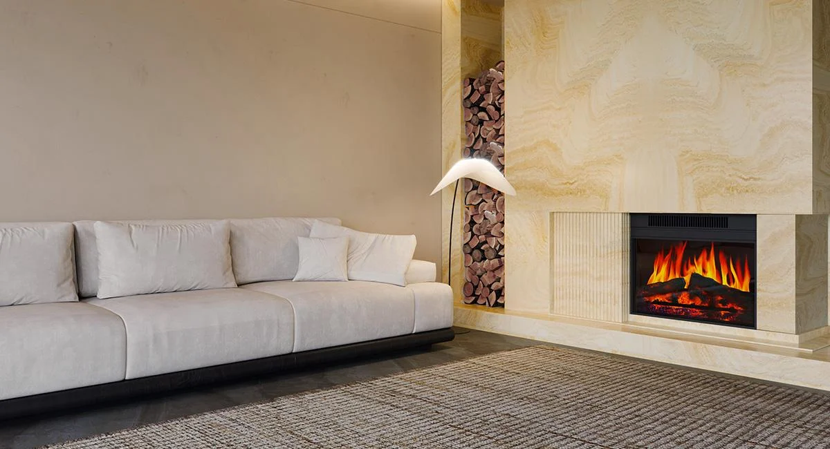 Травертин в интерьере гостиной