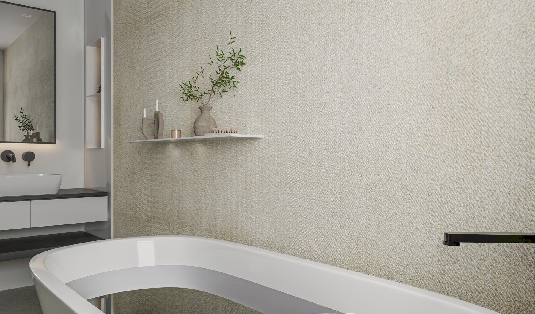 Мрамор Crema Beige в обработке Stugged