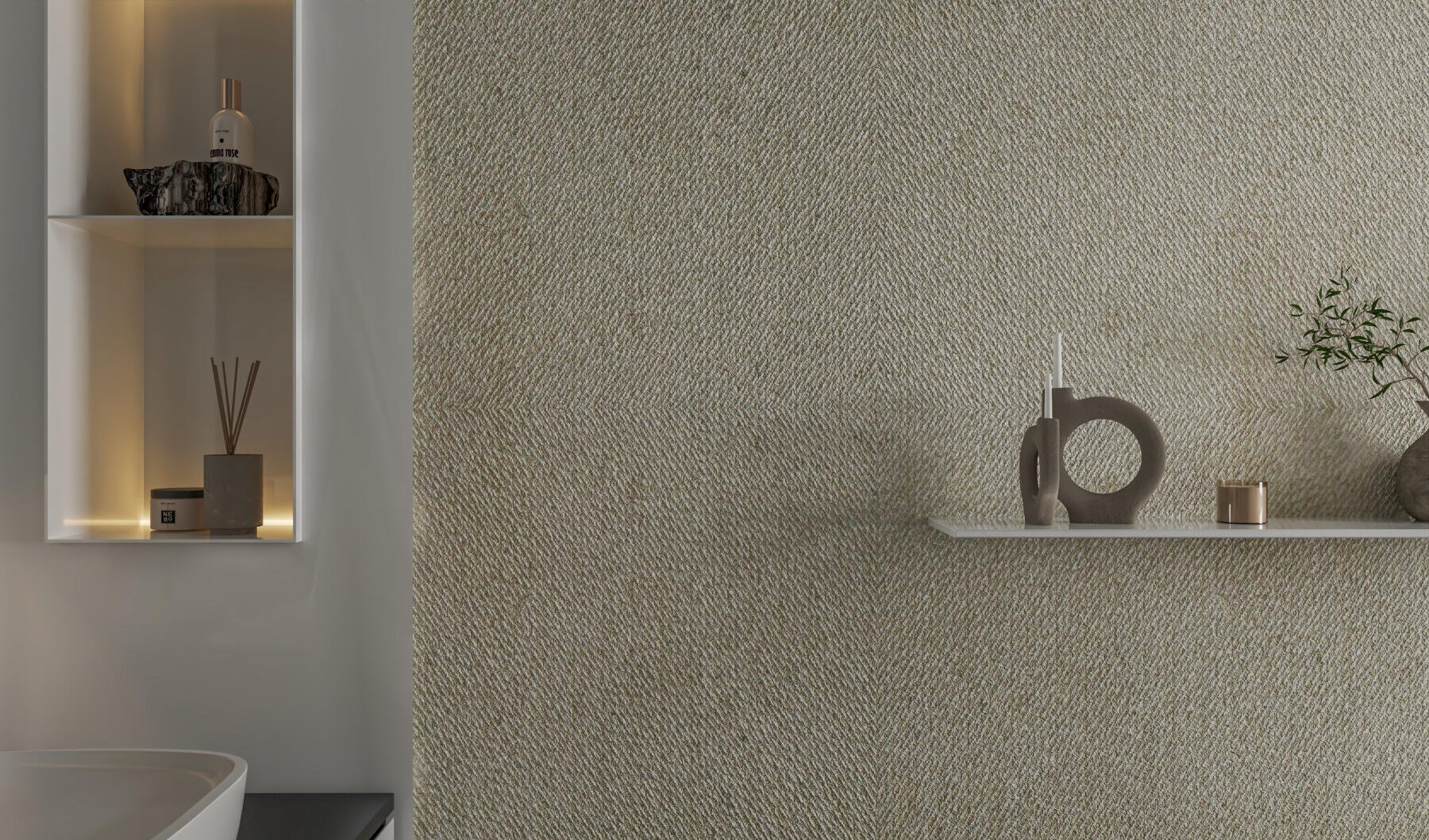 Мрамор Crema Beige в обработке Stugged